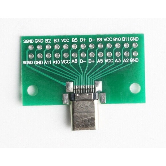 USB C Male Breakout Board Test Board Repair 24 Pin Socket Adapter Switch Phones - Picture 2 of 3